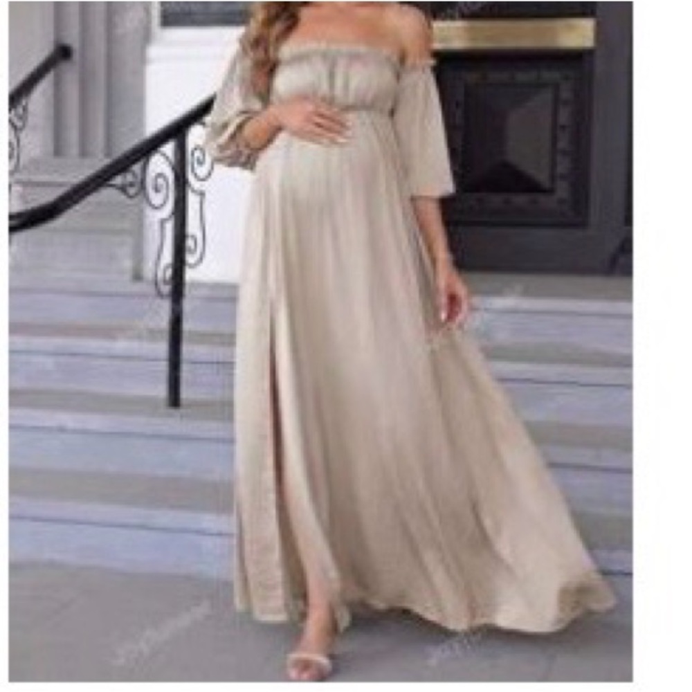 Elegant Cream Maternity Dress